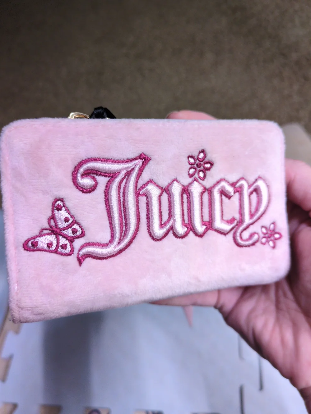 Juicy Couture Pink Plush 'Juicy' Zip Wallet